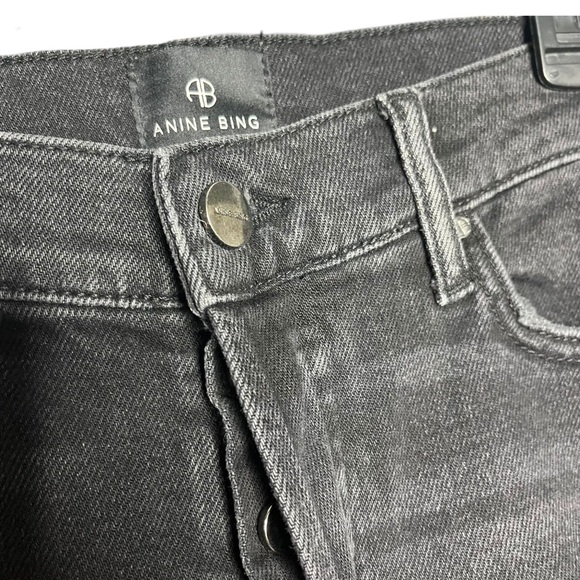 Anine Bing Tristen Jeans in Vintage Black Button Fly Mid Rise Size 28 - Picture 6 of 9